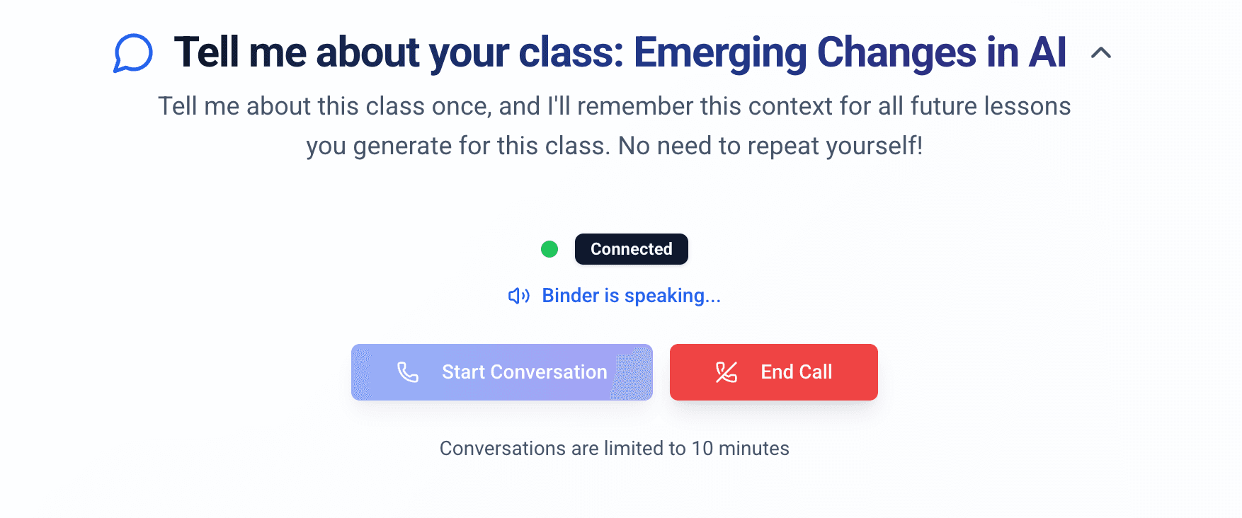 AI conversation interface